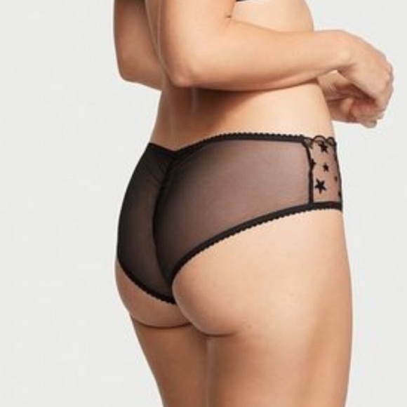 New! Victoria's Secret The Lacie Black Sheer Mesh Cheeky Panty 10392 - Picture 3 of 9